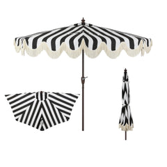 JONATHAN Y front view of striped half umbrella showing elegant design and shade