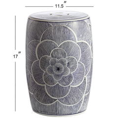 JONATHAN Y detailed shot of navy camellia motif highlighting crisp pattern contrast
