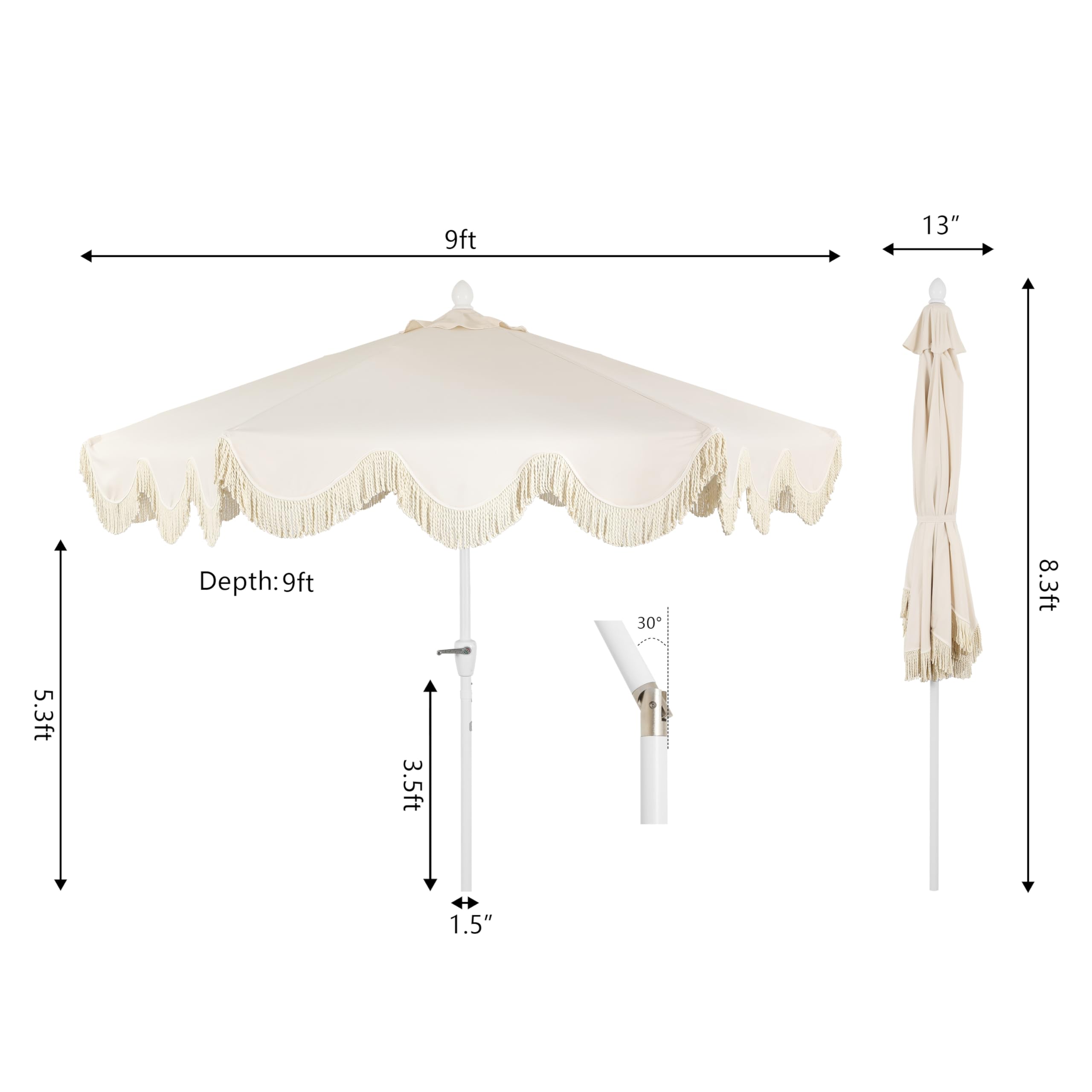 JONATHAN Y white aluminum pole highlighting corrosion-resistant frame