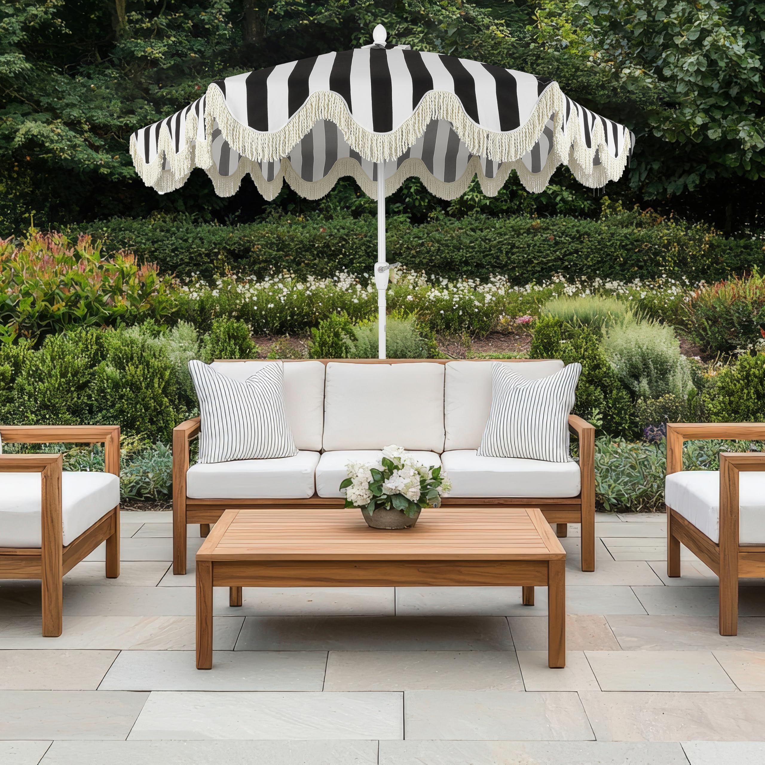 JONATHAN Y close-up of cream fringe trim highlighting decorative appeal