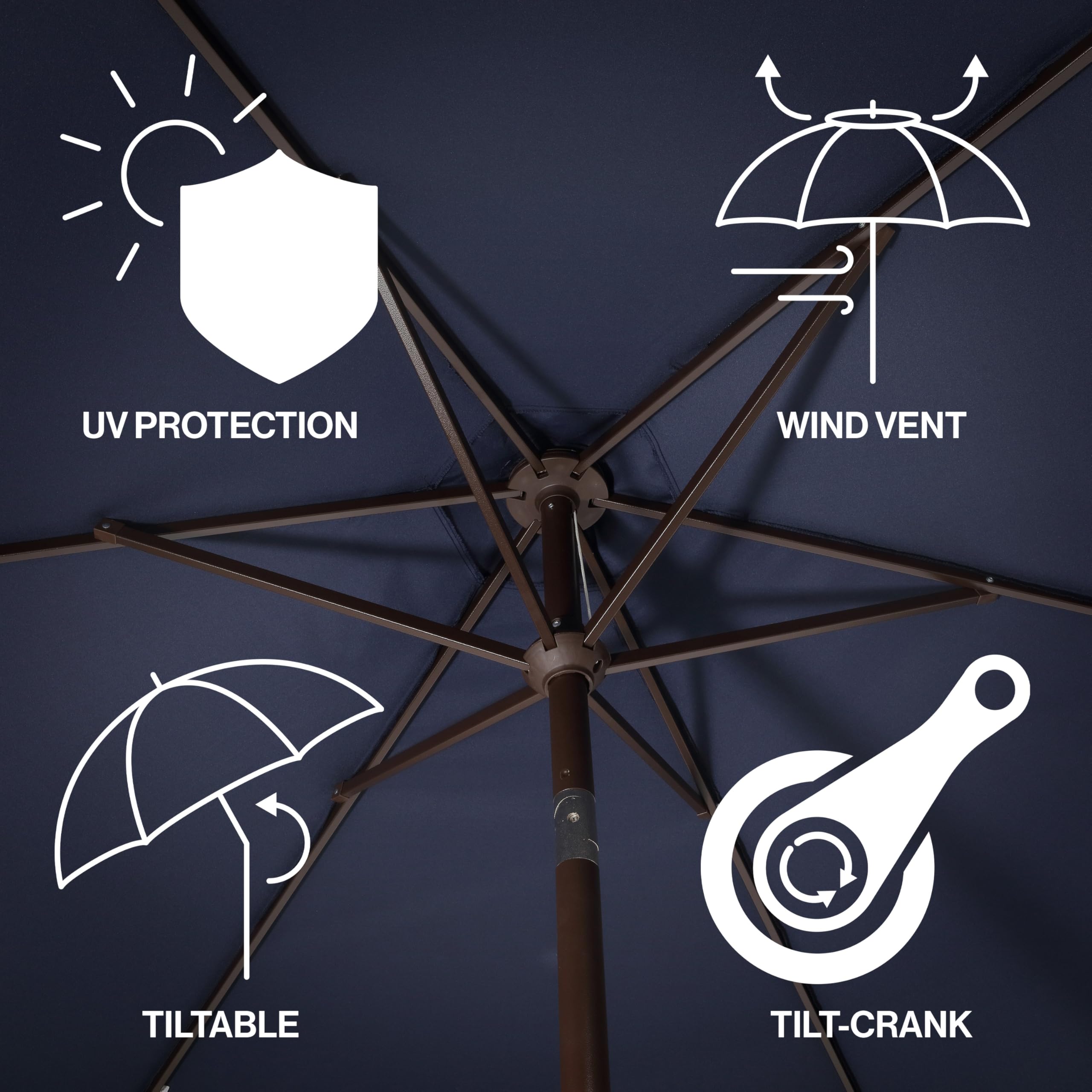 JONATHAN Y dark brown pole with crank showing easy tilt operation