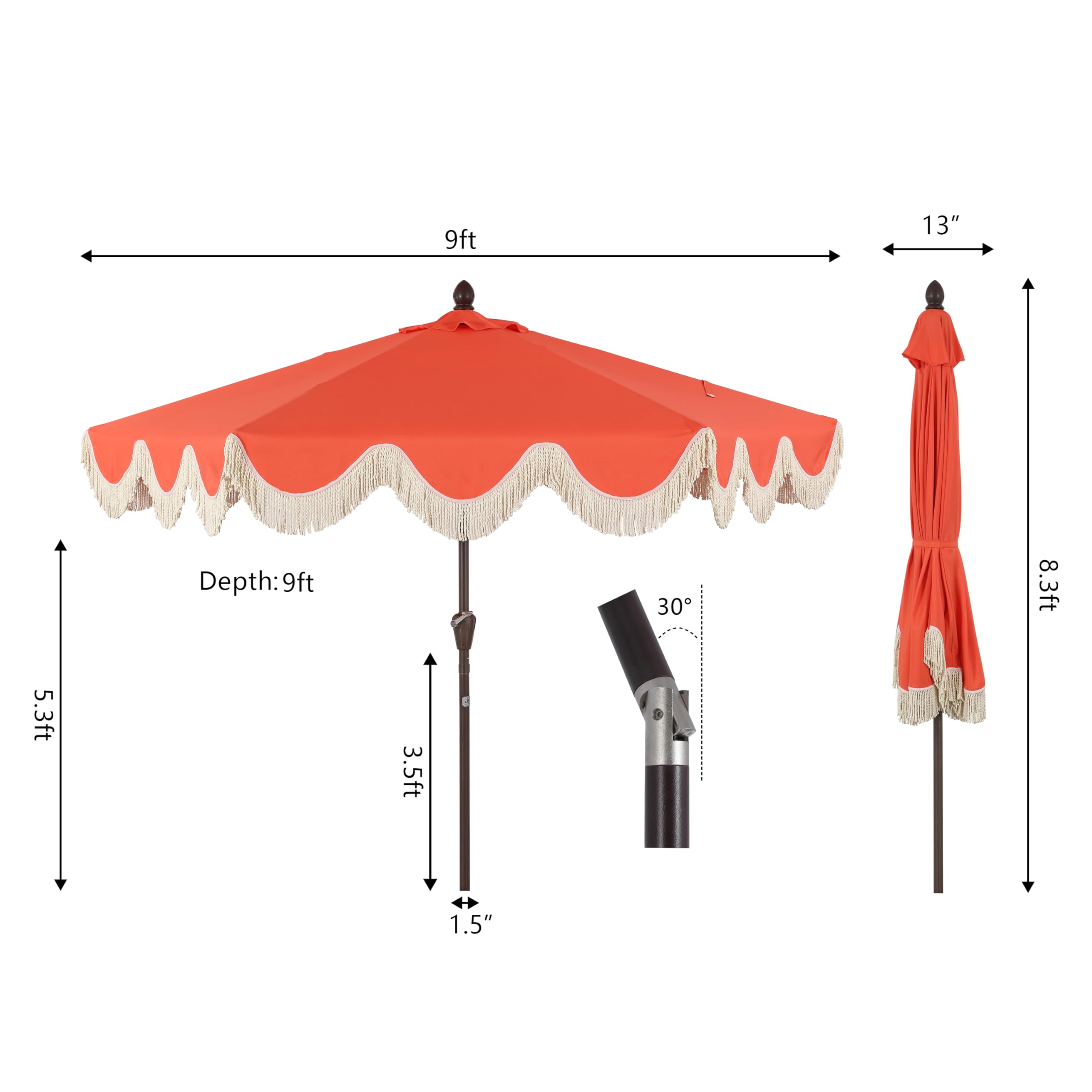 JONATHAN Y dark brown aluminum pole and ribs for lightweight strength and rust resistance
