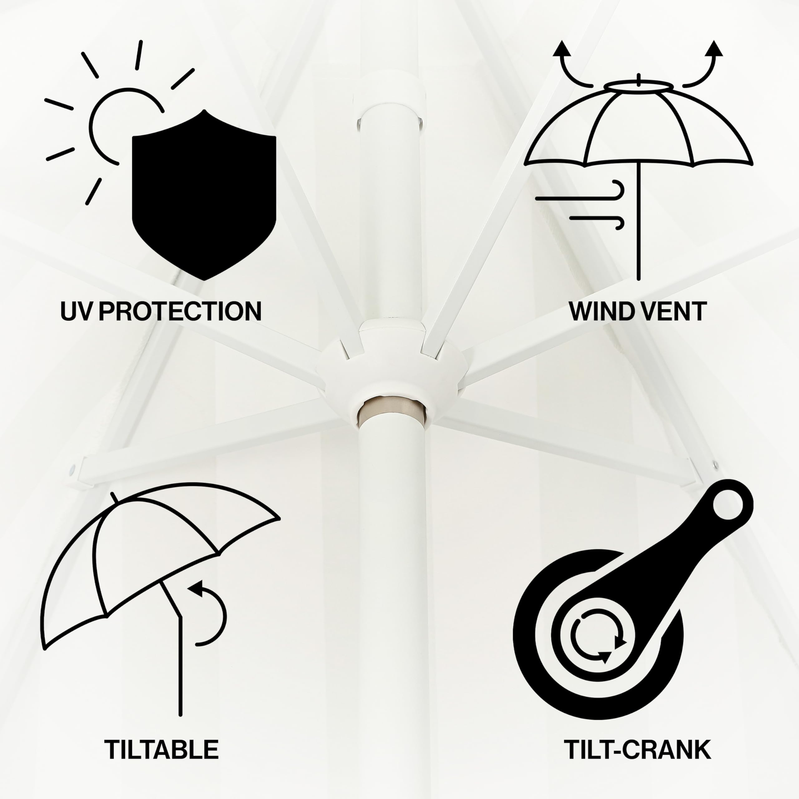 JONATHAN Y umbrella tilted demonstrating adjustable shade coverage