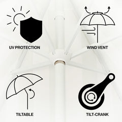 JONATHAN Y umbrella tilted demonstrating adjustable shade coverage