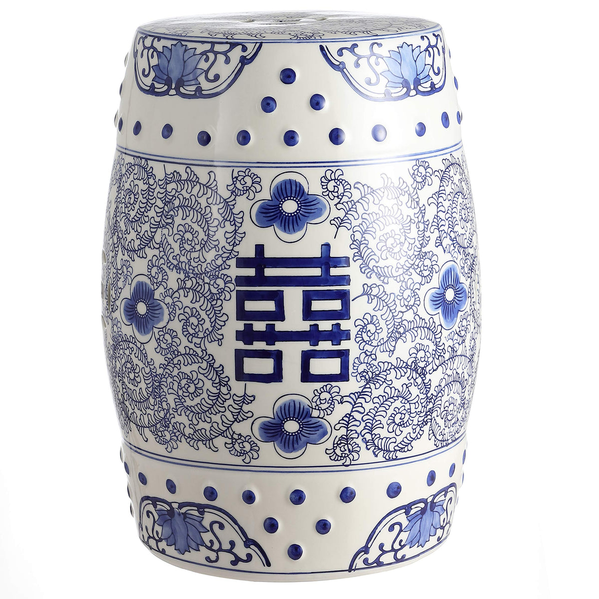 JONATHAN Y front view showing blue and white Double Happiness design and durable form