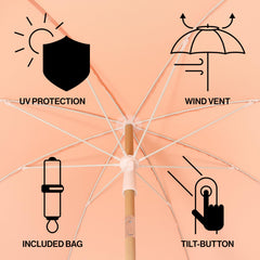 JONATHAN Y push-button tilt mechanism close view showing easy-angle adjustment for sun protection