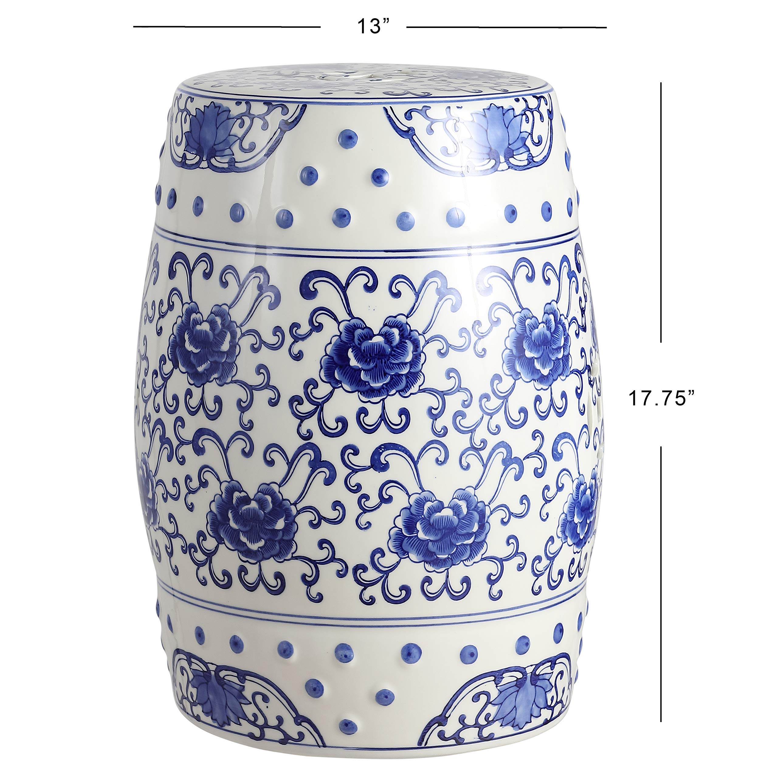 JONATHAN Y side profile of ceramic drum stool showing shape and stable support for seating
