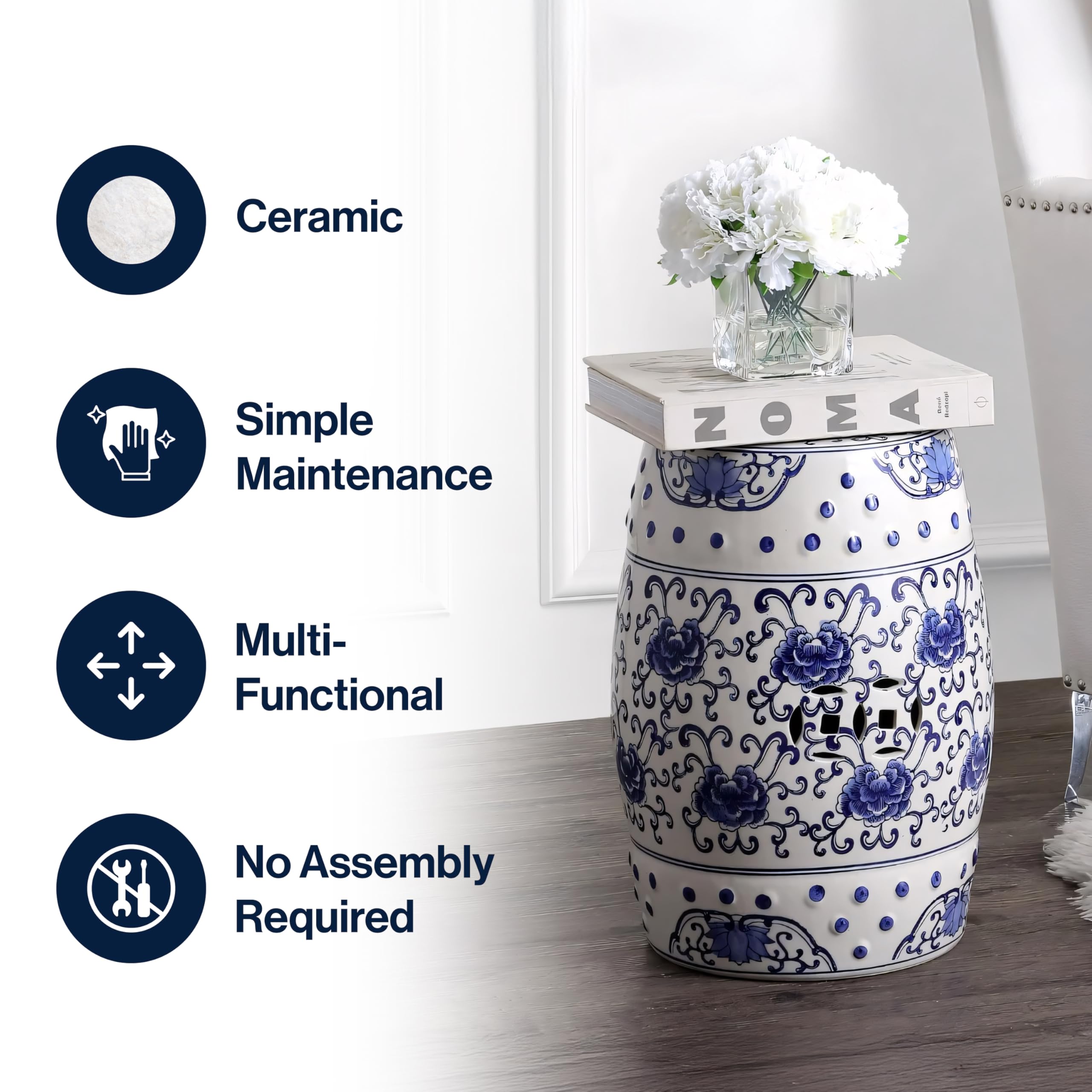 JONATHAN Y stool holding a potted plant elevating greenery with decorative flair