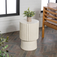 JONATHAN Y front view of cream terrazzo accent table, shows elegant profile and stability