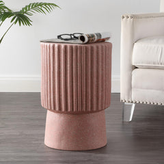 JONATHAN Y front view of pink terrazzo accent table showing shape and color benefit