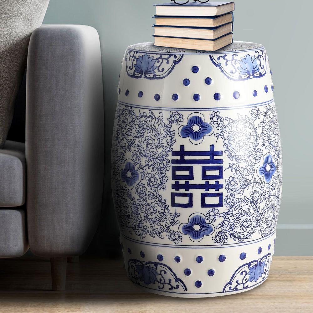 JONATHAN Y stool in living room offering extra seating and decorative accent