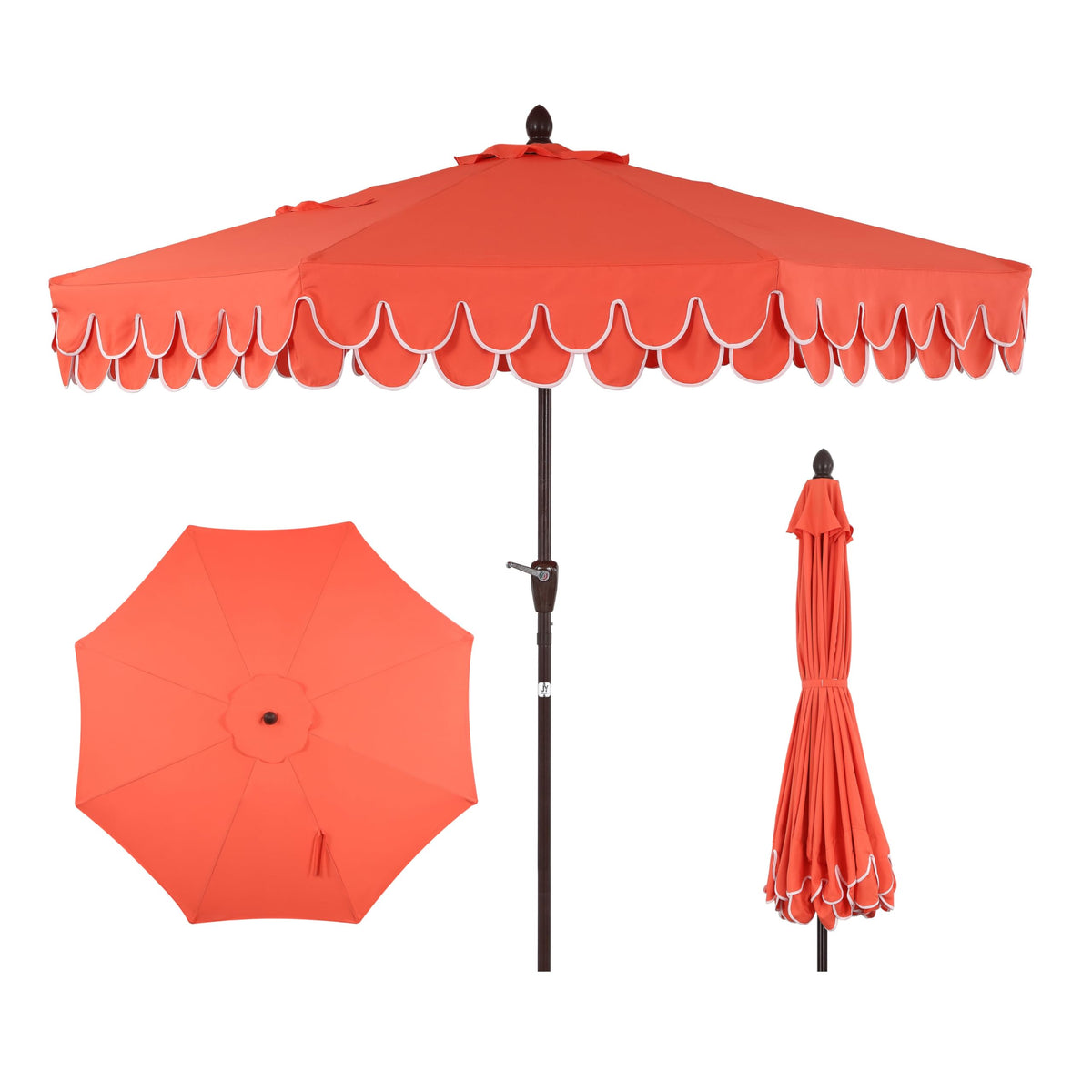 JONATHAN Y coral red umbrella front profile showing shade and style