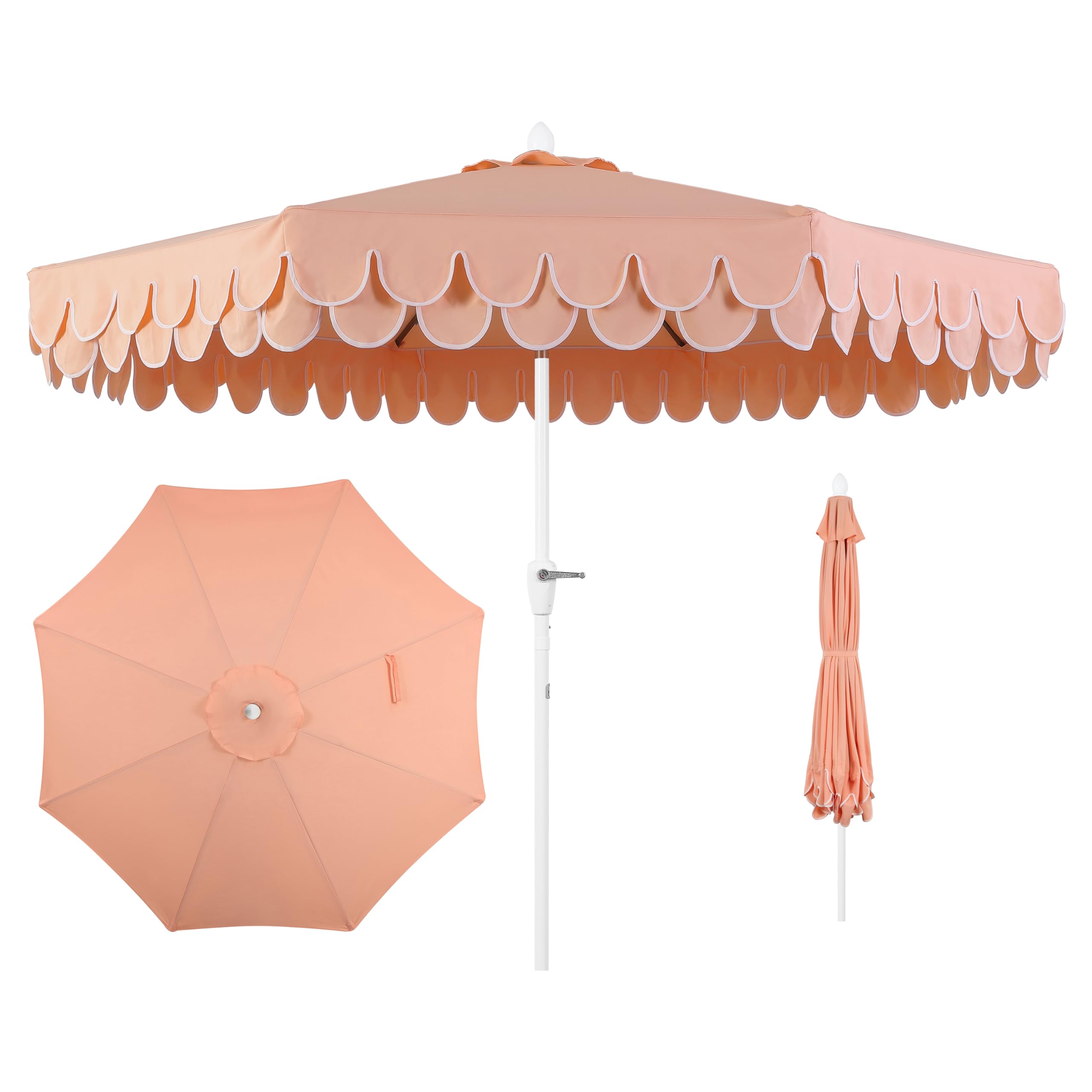 JONATHAN Y front view showing coral-pink canopy providing stylish shade