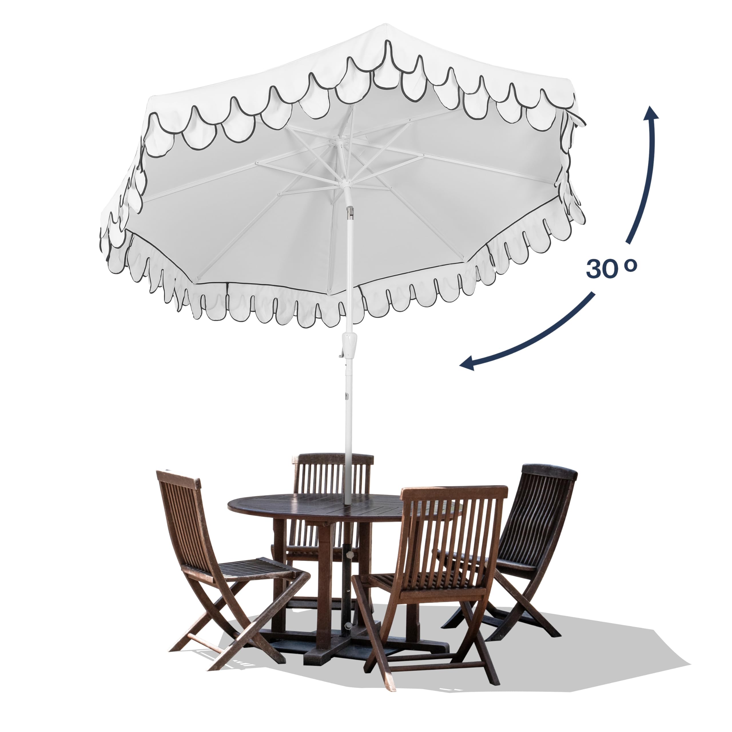 JONATHAN Y umbrella over outdoor dining set providing stylish shade