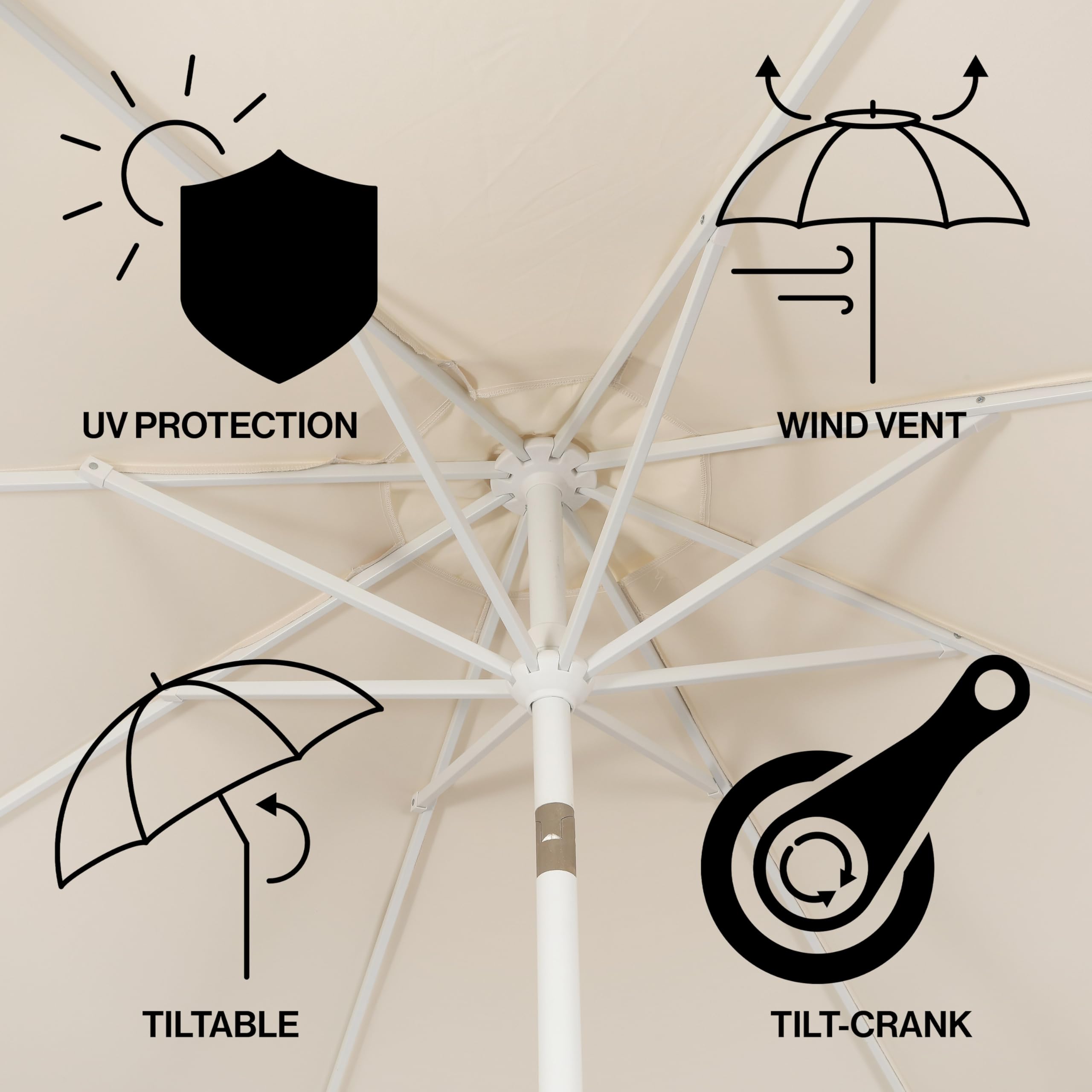 JONATHAN Y white aluminum pole and crank visible for easy, smooth operation