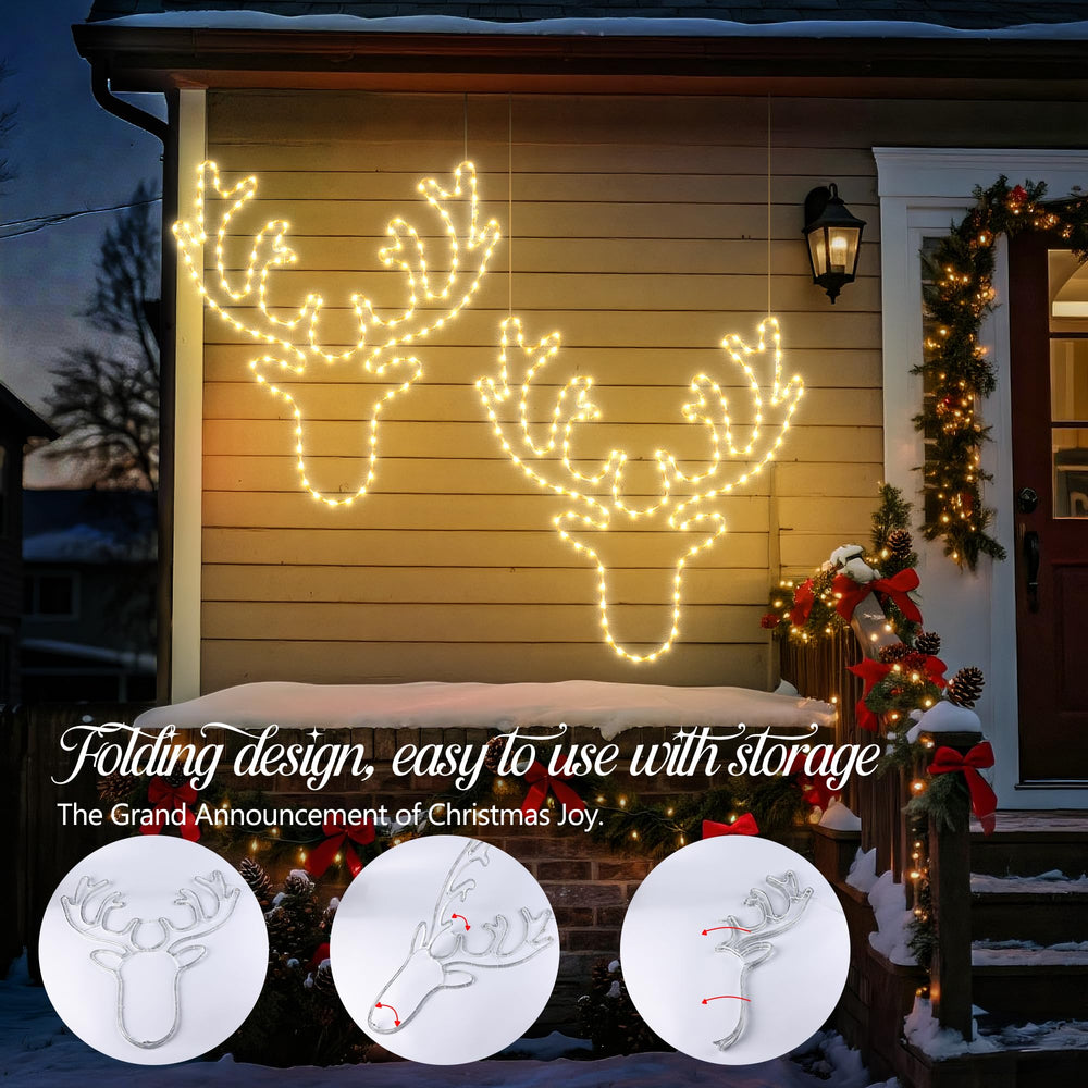 Joomer reindeer beside porch furniture showing size and placement advantage