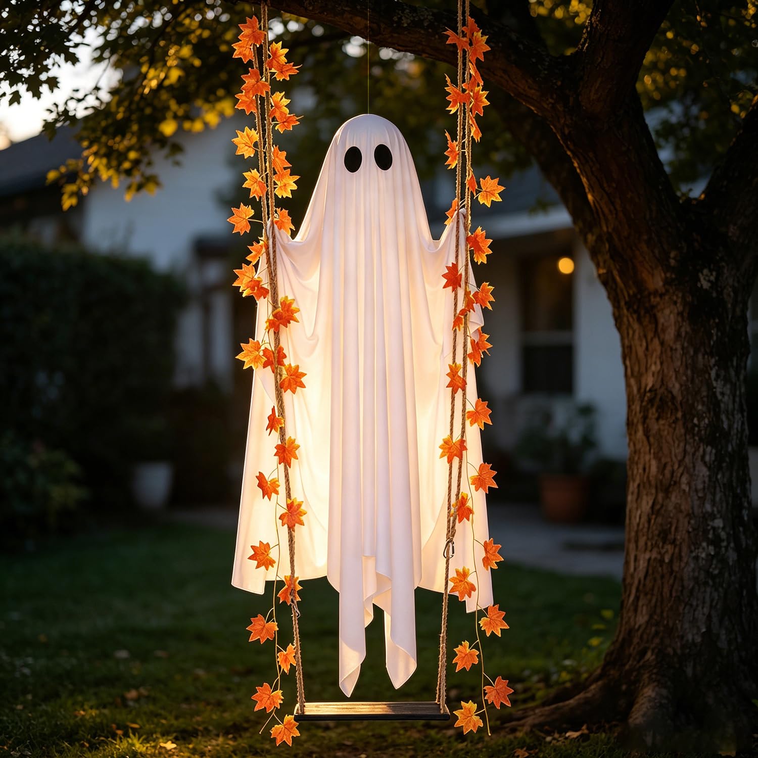 JooyDeepot hanging in tree at night, motion and light draw passerby attention