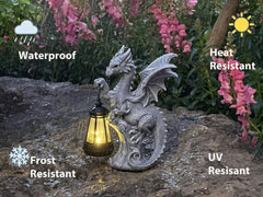 JORAE dragon on patio at night with warm solar glow for ambient outdoor lighting