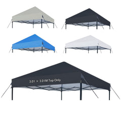 Joramoy front view of black 10x10 canopy top showing full coverage benefit