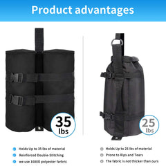 Jorohiker weight bag attached to canopy leg for improved wind stability
