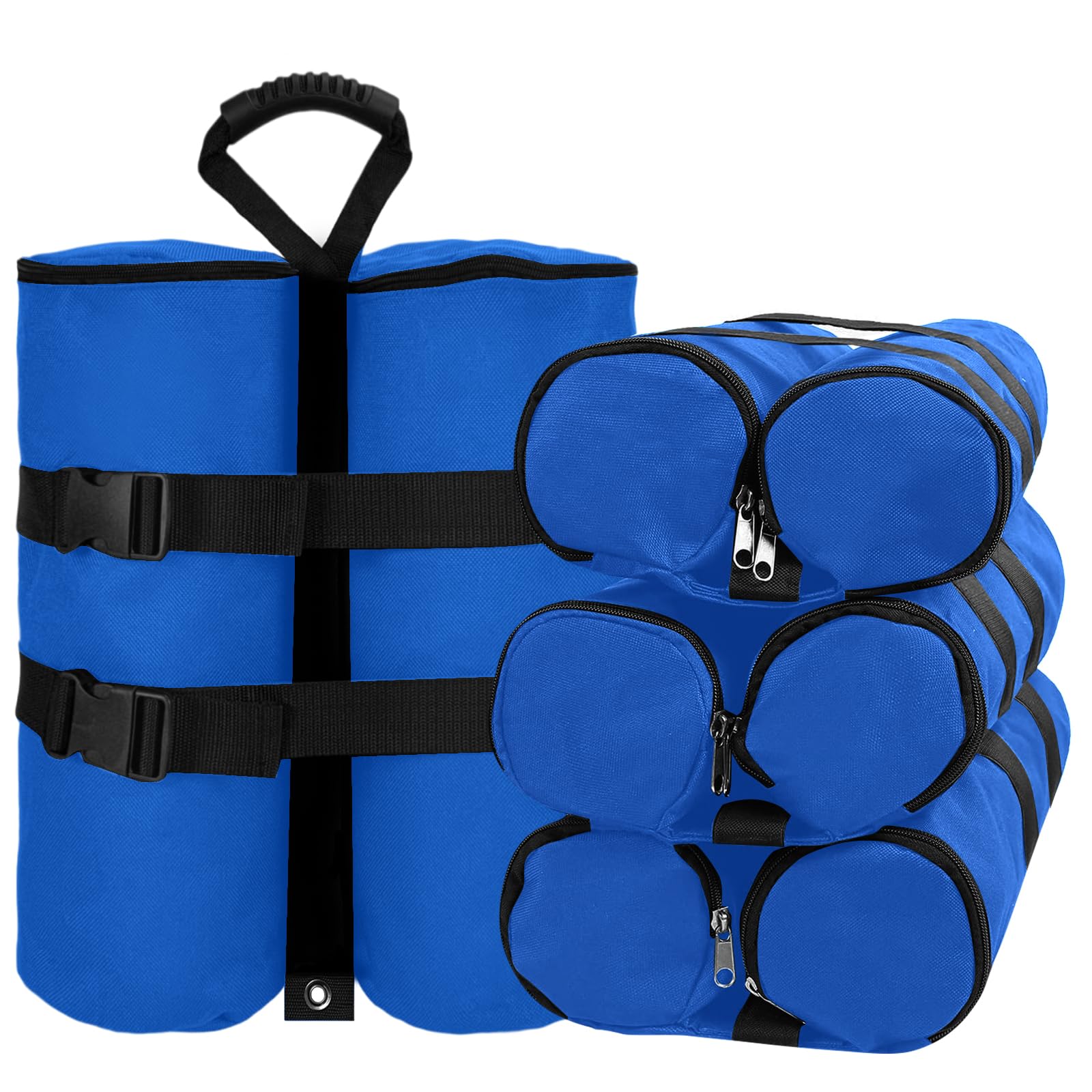 Jorohiker front view of blue canopy weight bag shows durable construction and stability benefit