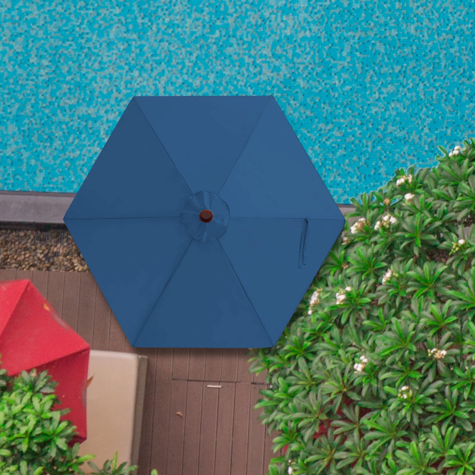 Jorohiker navy canopy in a patio setting improving outdoor style and sun protection
