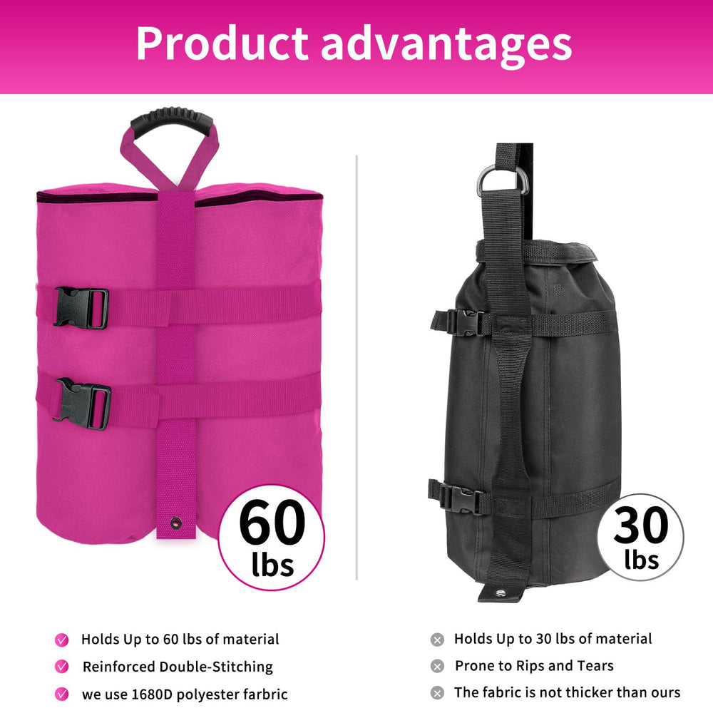 Jorohiker filled with sand illustrating 60 lb capacity per bag benefit