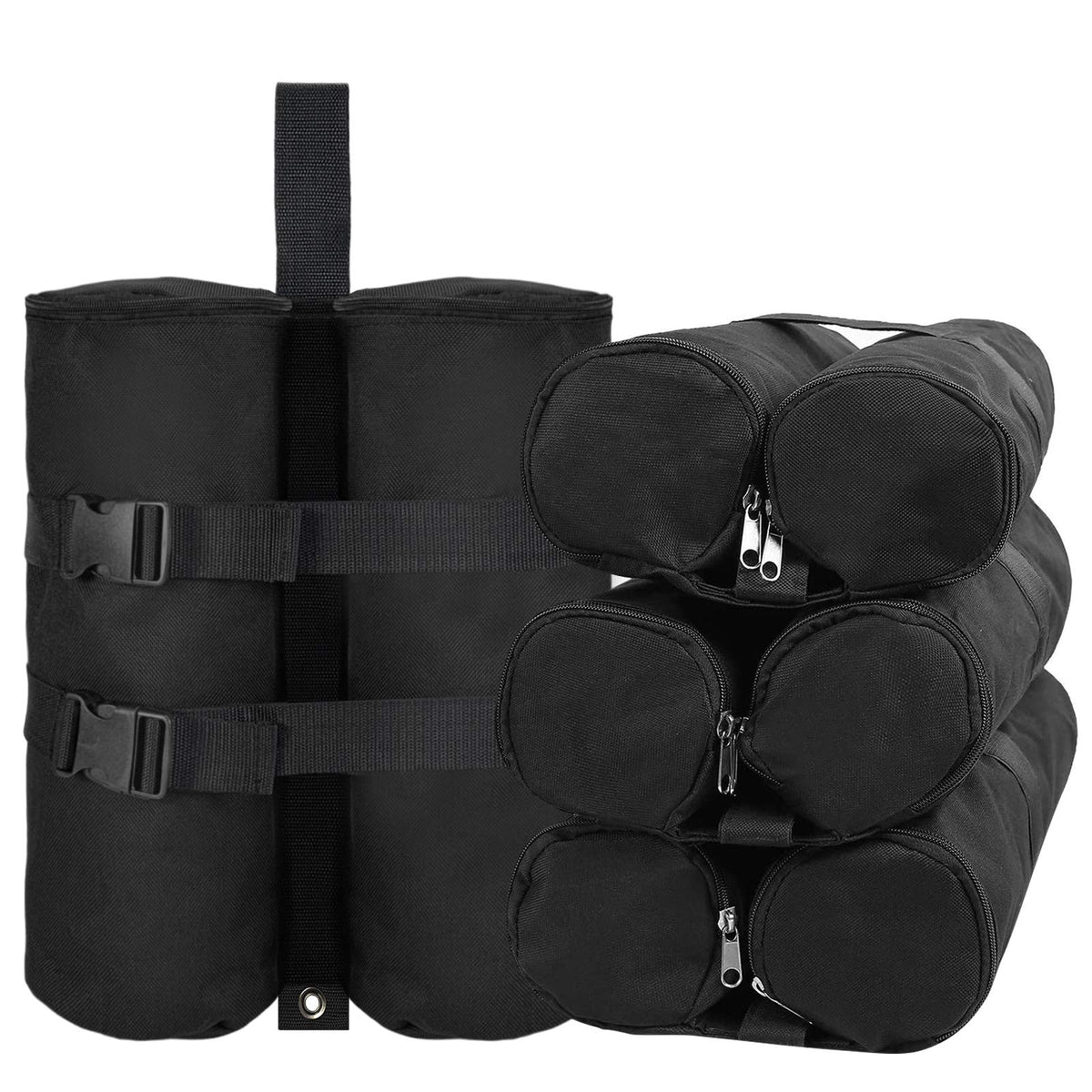 Jorohiker front view of four canopy weight bags showing durable protection
