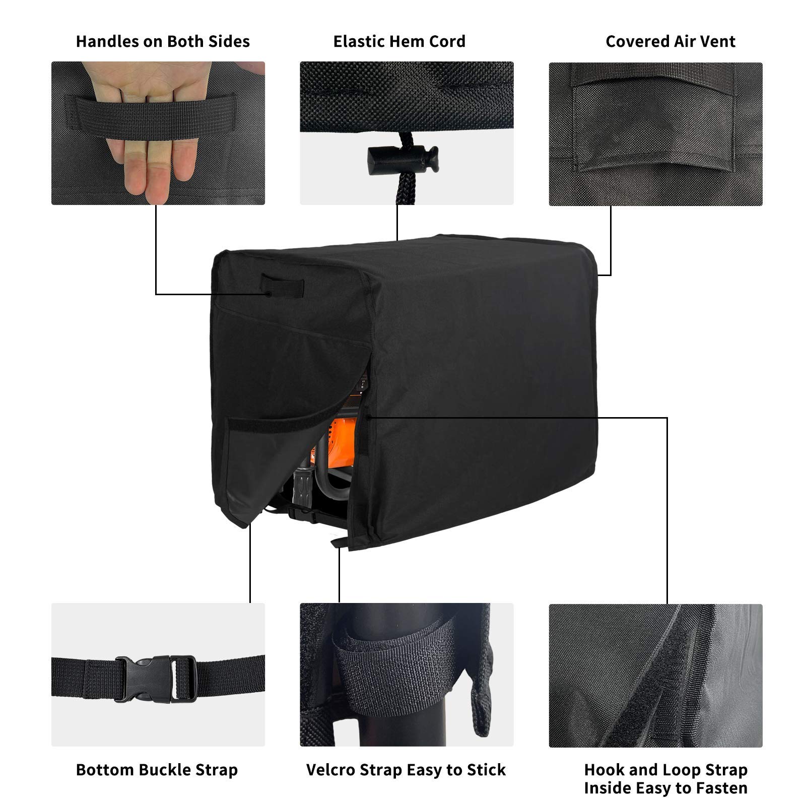 Jorohiker front hook-and-loop flap secured over generator handles