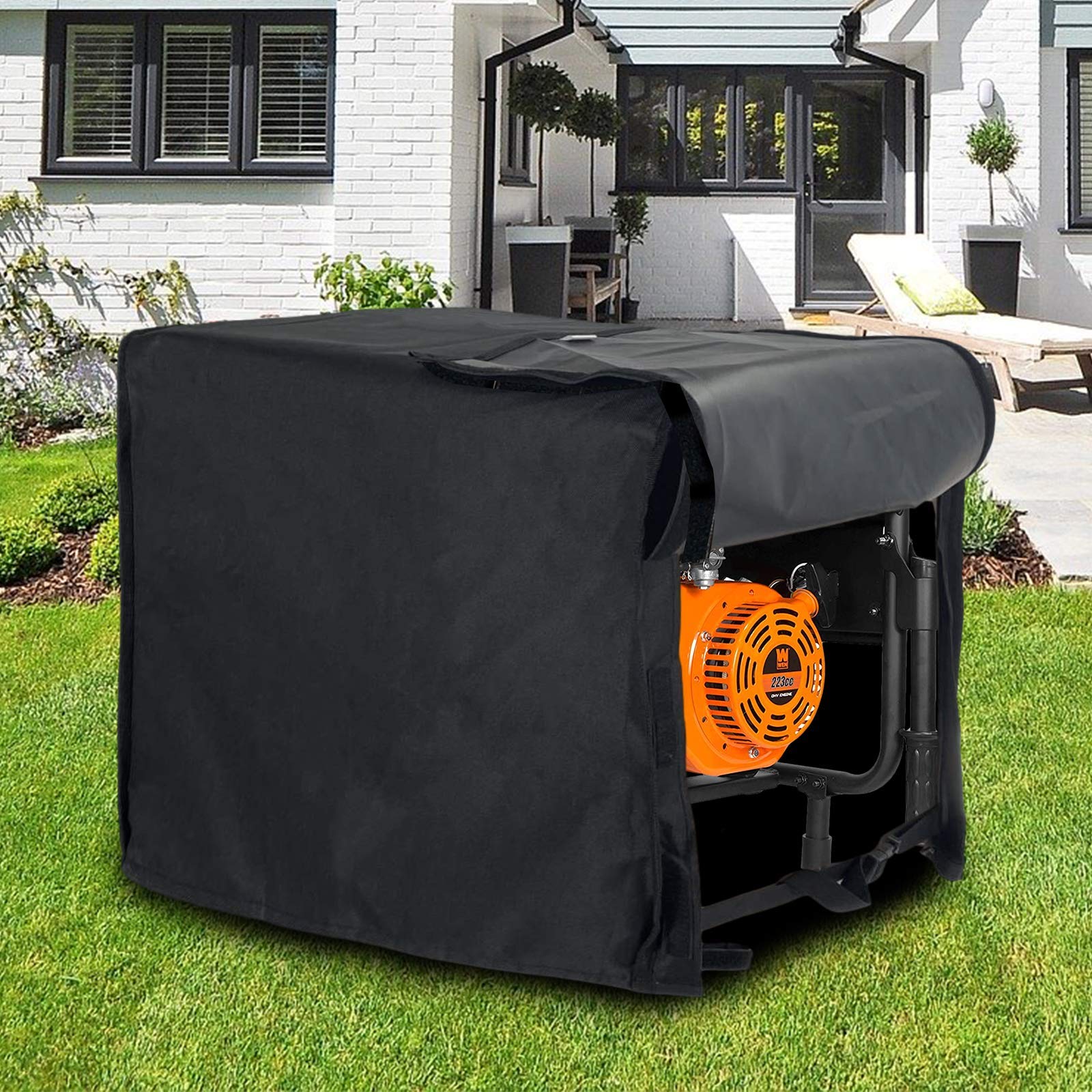 Jorohiker cover installed on a generator protecting from rain
