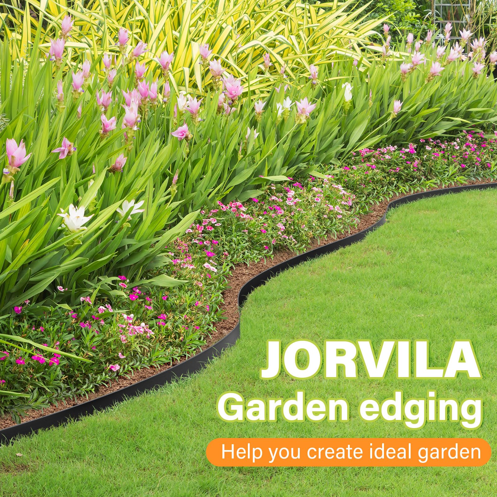 Jorvila edging next to hands and spikes showing scale and easy handling