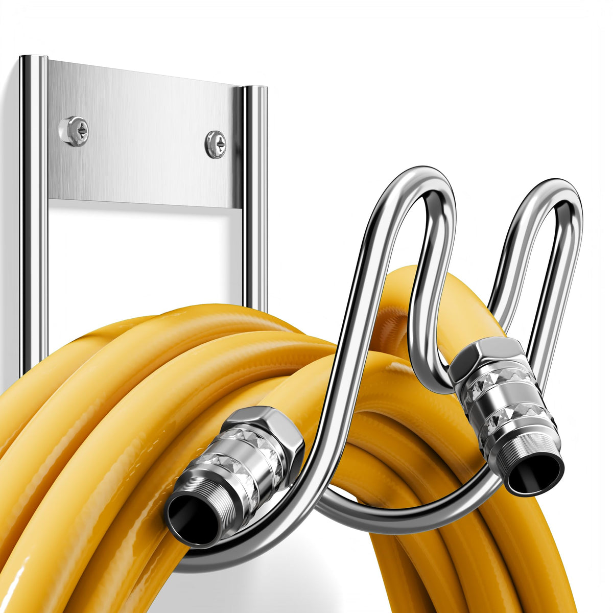 Josmimic front view wall-mounted hanger showing durable stainless construction and neat storage benefit