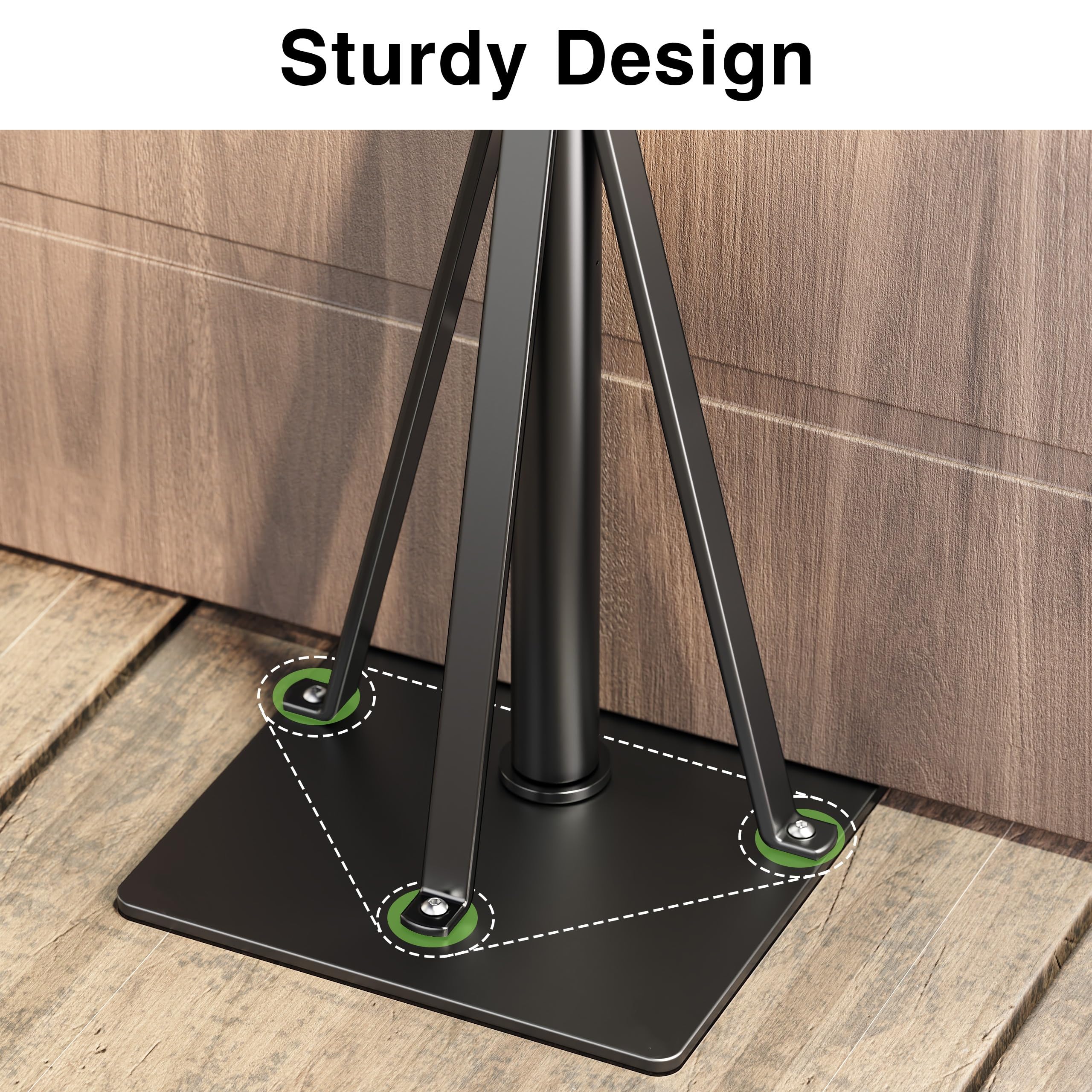 Josmimic tri-brace stabilizer base detail that reduces wobble and distributes load