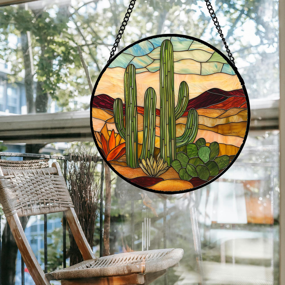 JOSUMALY suncatcher beside common objects to show 9.8 inch size and scale