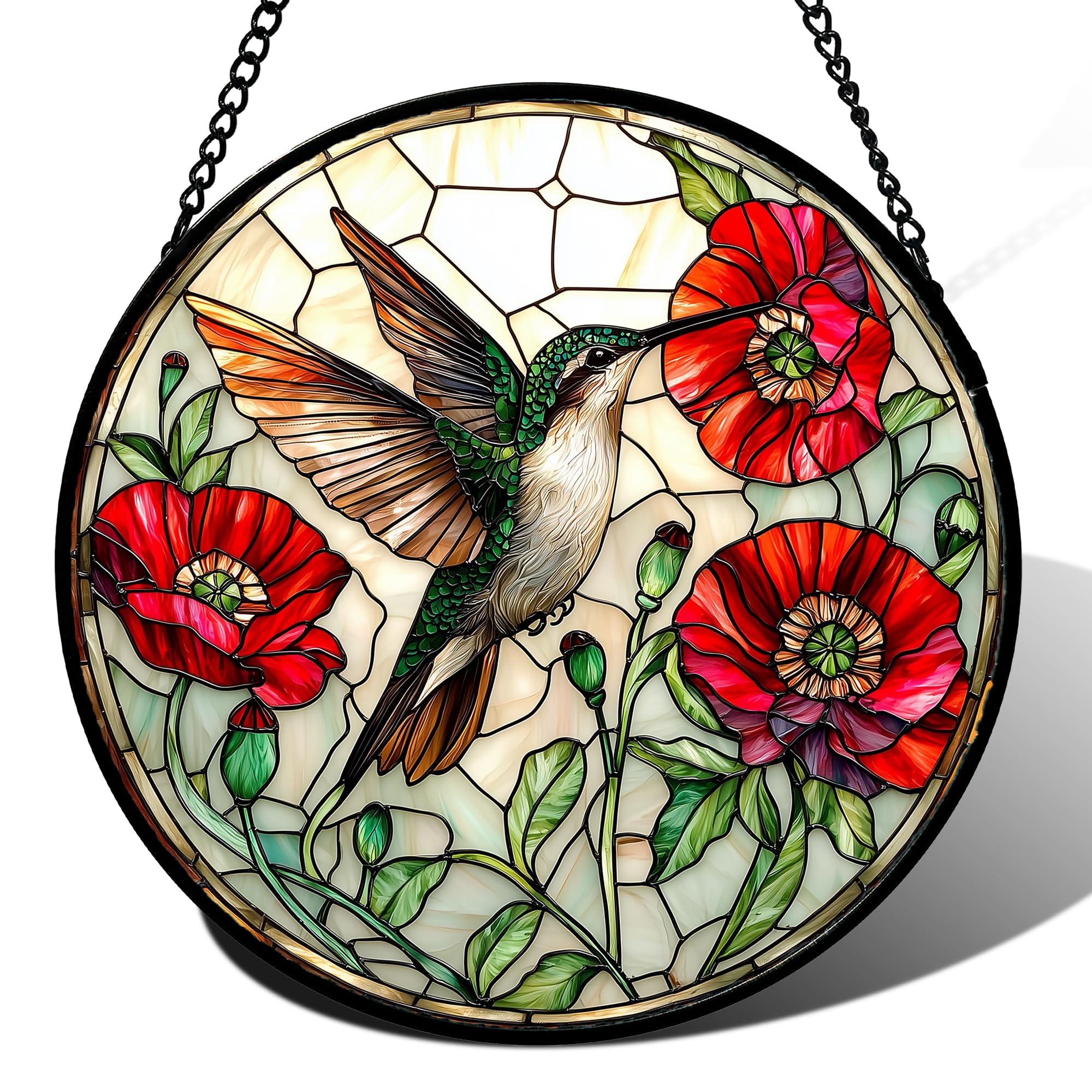 JOSUMALY front view hummingbird suncatcher brightens window