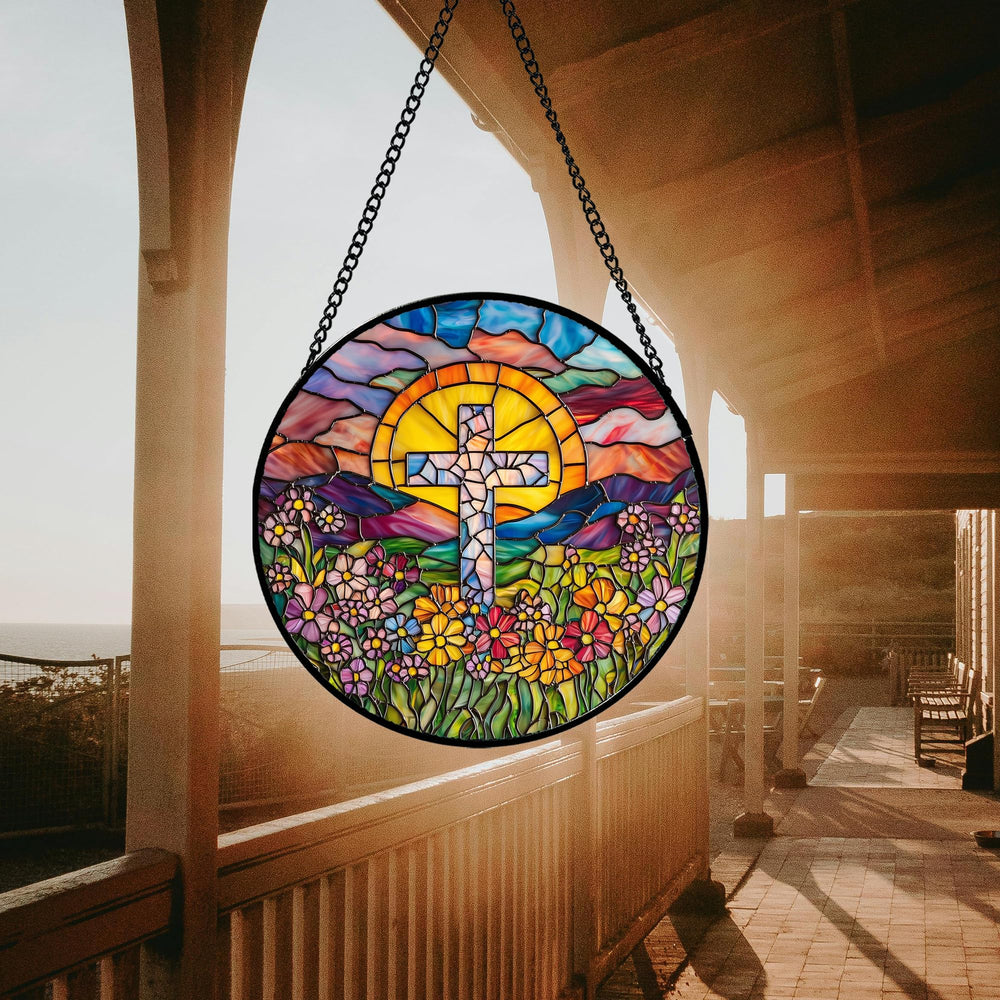 JOSUMALY suncatcher hanging in sunlit window creating colorful reflections and mood
