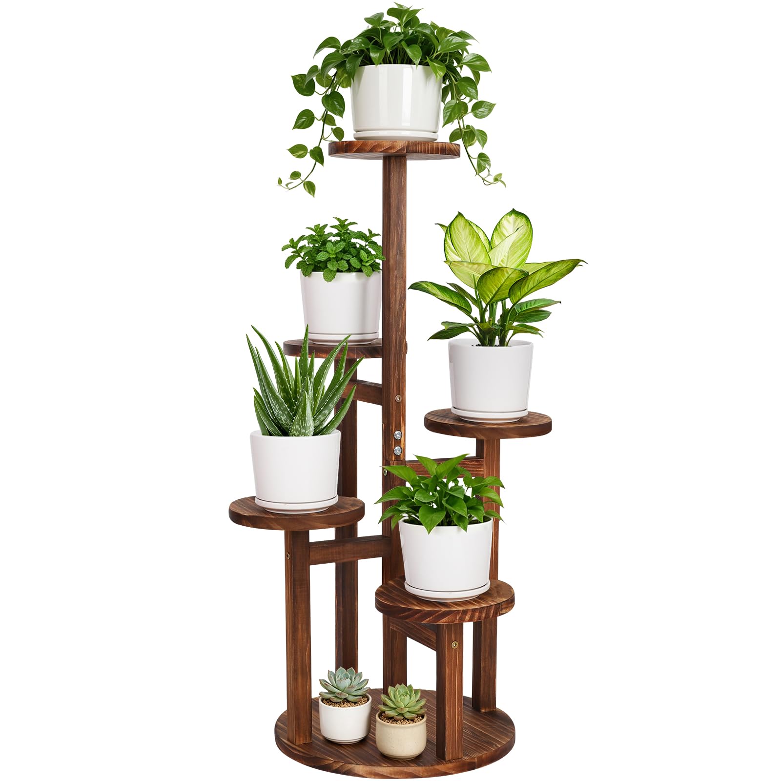 Jotboom front view of five-tier plant stand showing vertical space-saving benefits