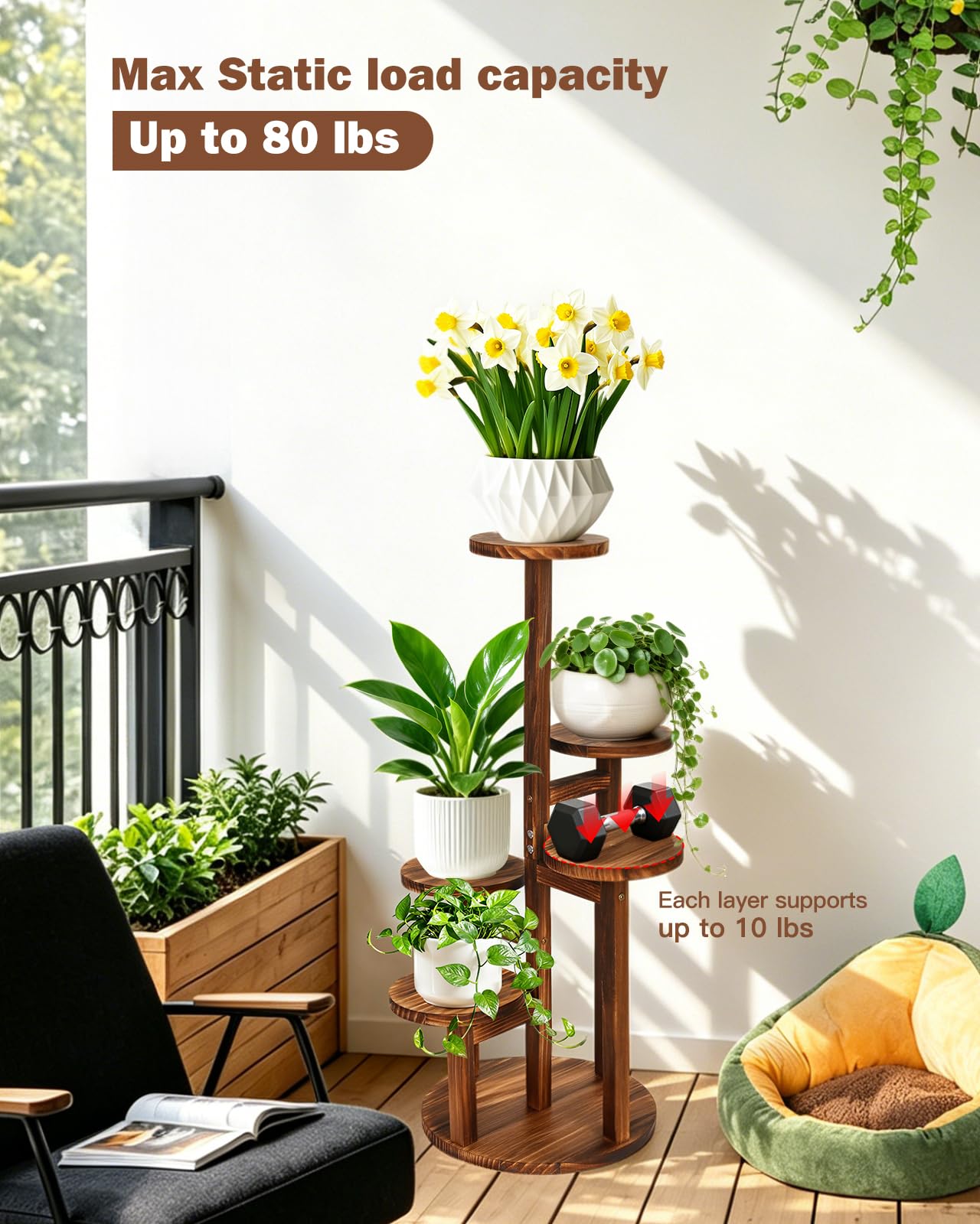 Jotboom plant shelf beside ruler for scale to show compact footprint