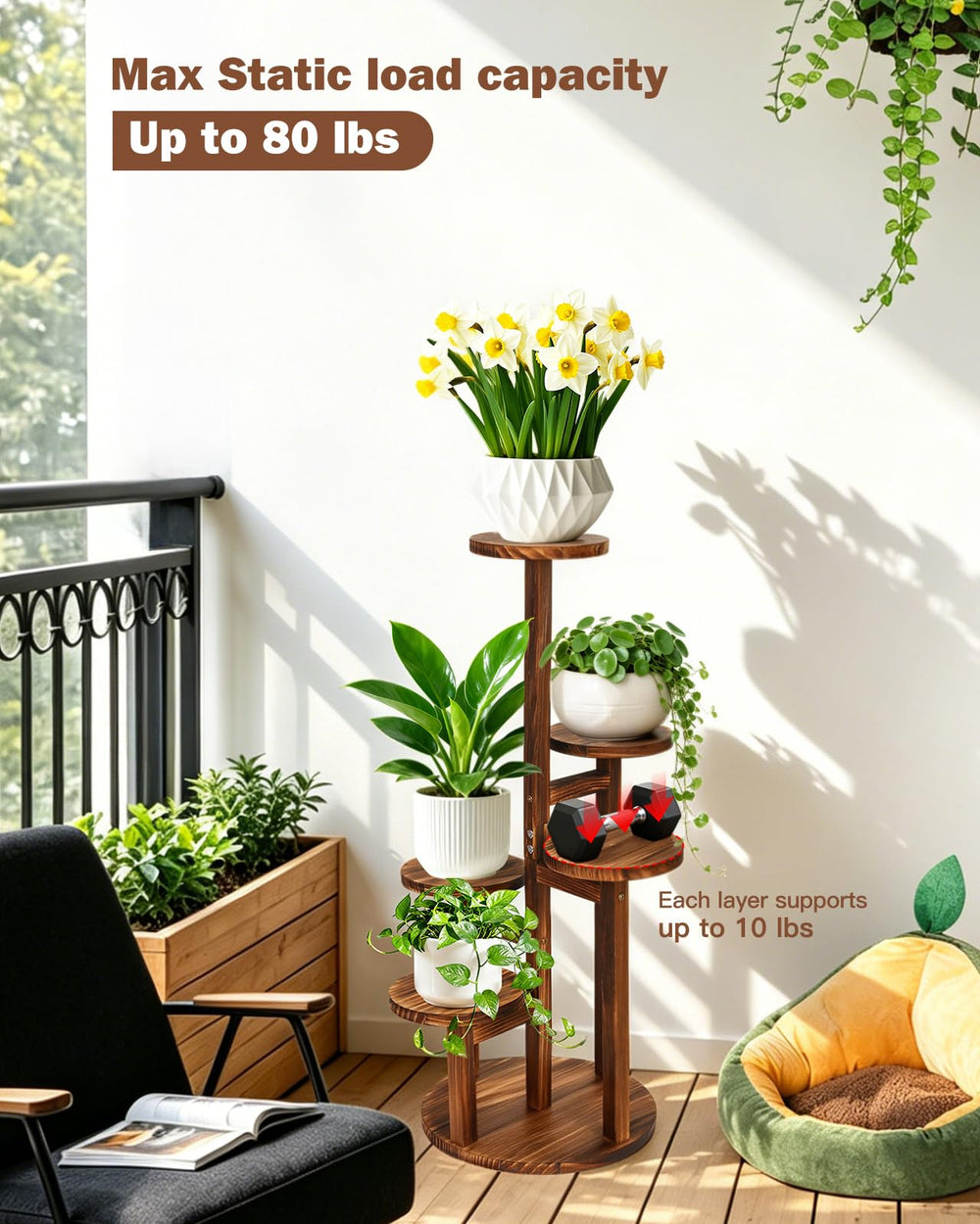 Jotboom plant shelf beside ruler for scale to show compact footprint