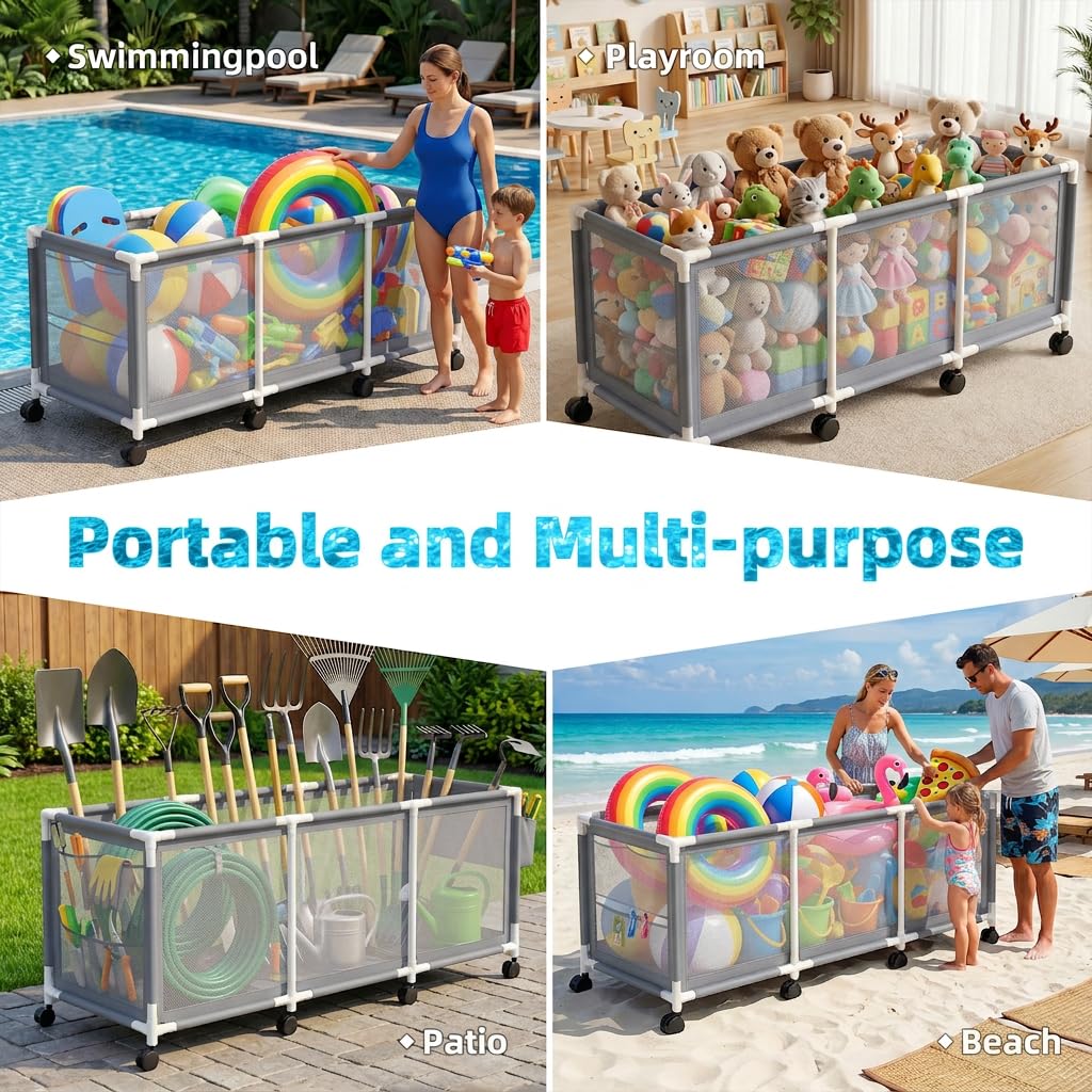 Jotesnew lifestyle poolside scene demonstrating tidy storage and easy access