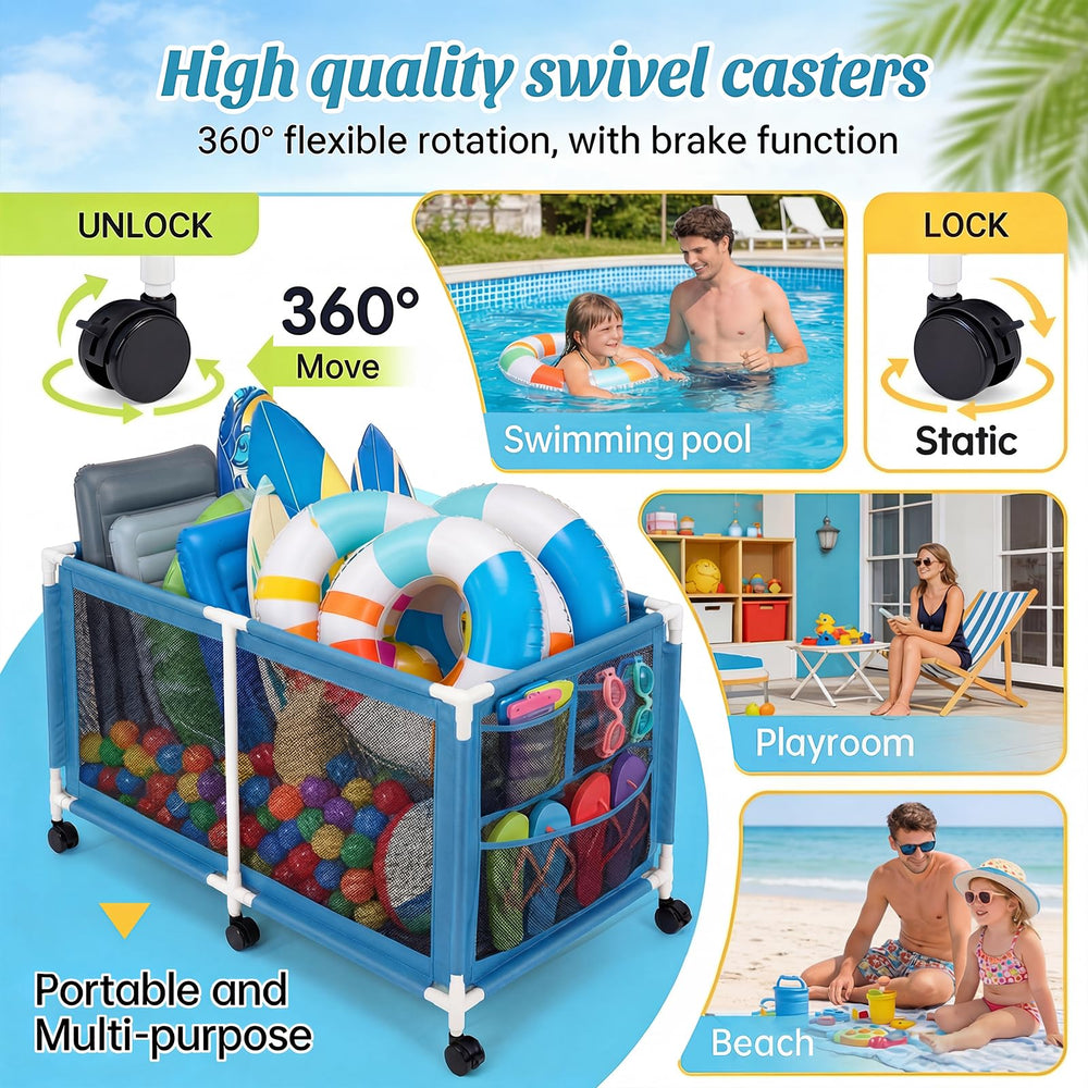 Jotesnew side pockets holding small accessories for tidy pool storage