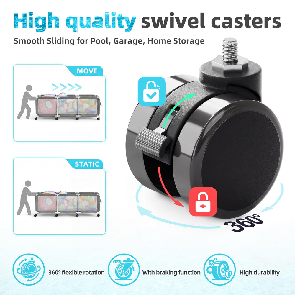 Jotesnew wheels and brakes detail enabling smooth mobility and locked placement