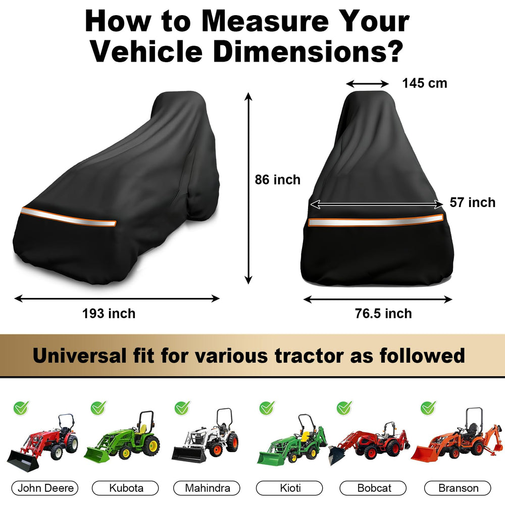 Jotzzors side profile showing snug fit over tractor for weather defense