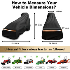 Jotzzors side profile showing snug fit over tractor for weather defense