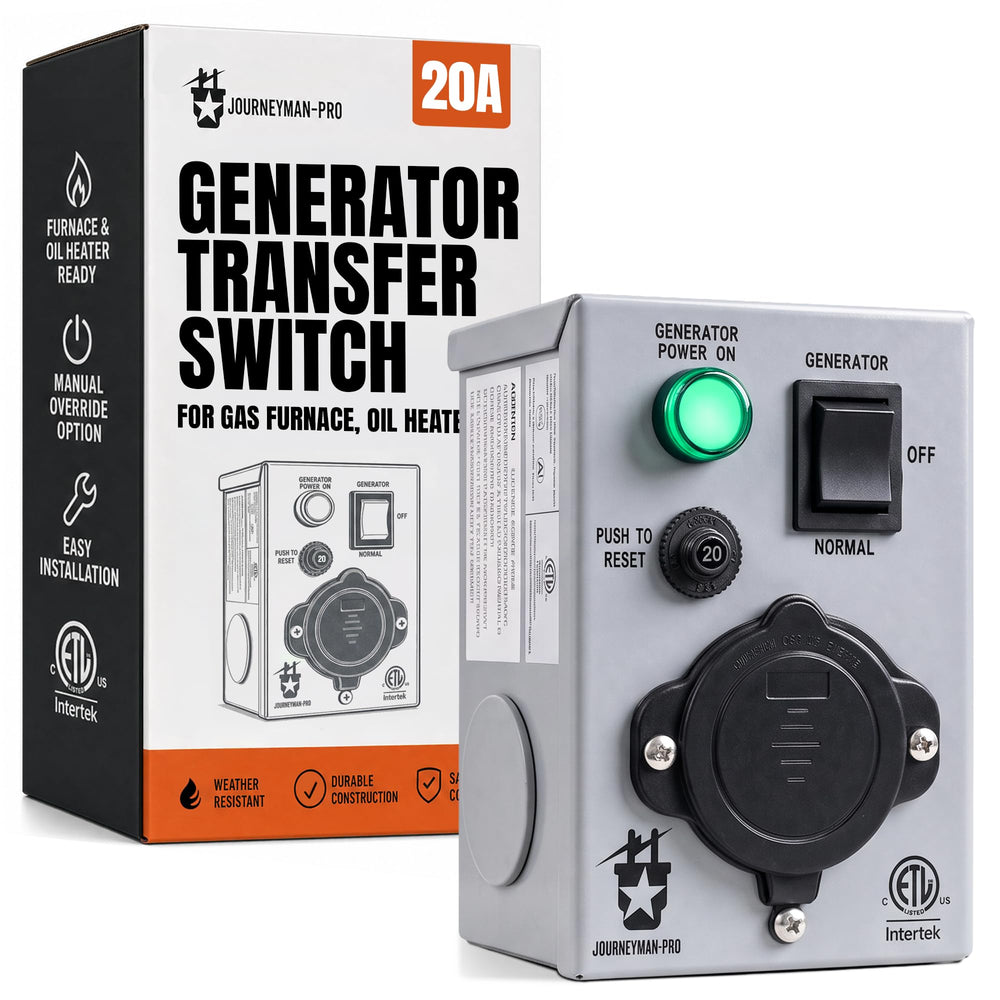 Journeyman-Pro HTS20 front view showing compact transfer switch for easy installation