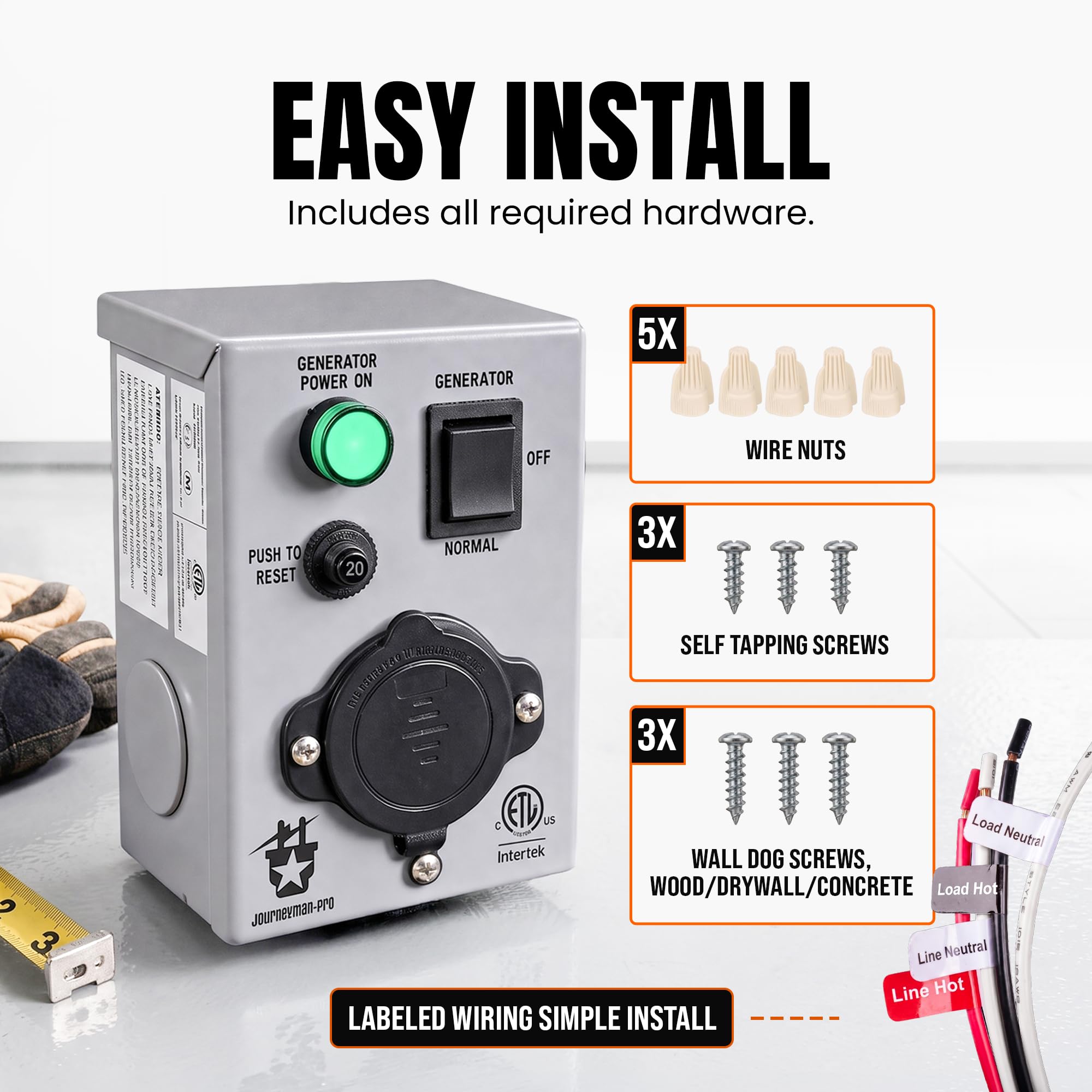 Journeyman-Pro held in hands to show scale for compact single-circuit transfer solution