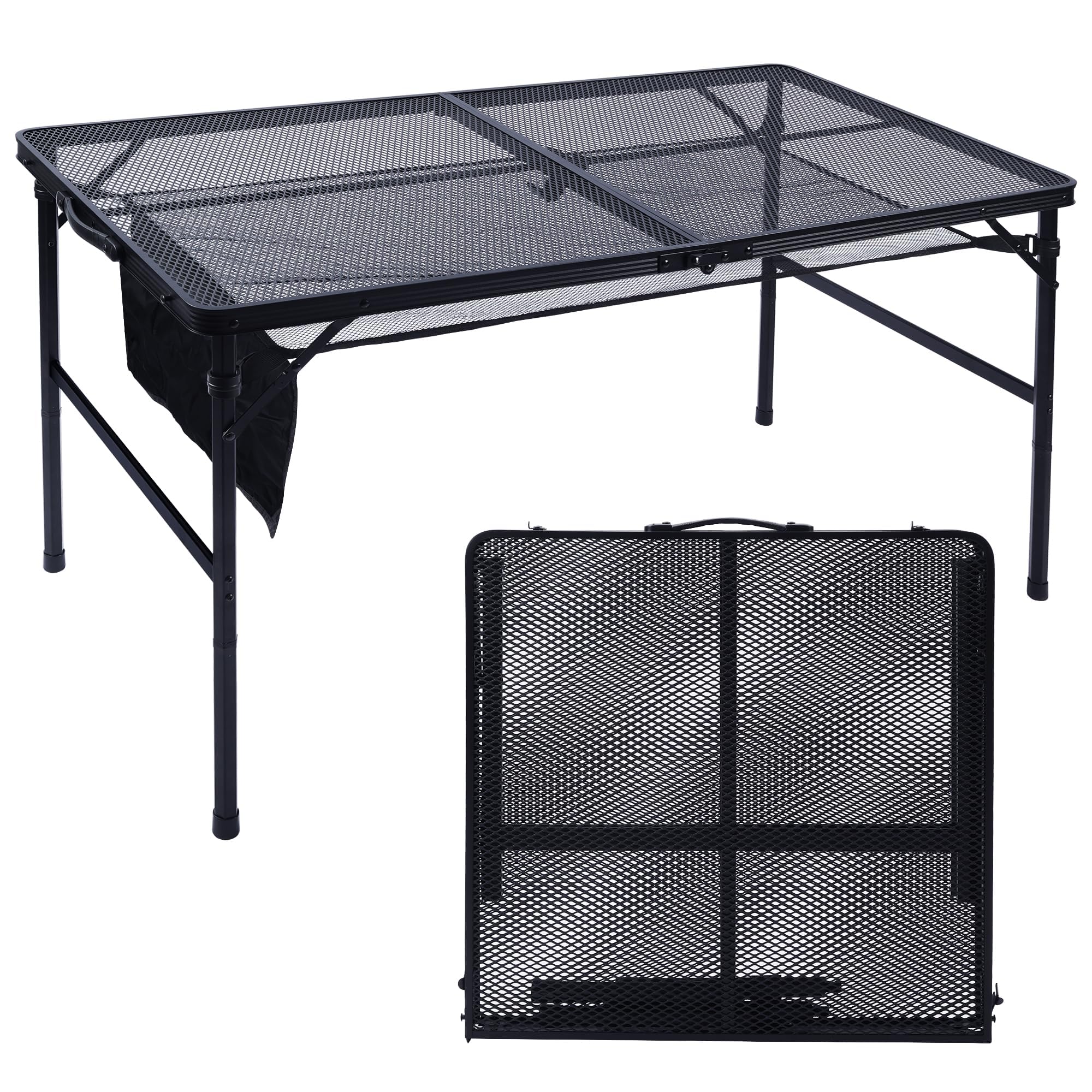 JOUYEK front view unfolded showing full grilling workspace and portability benefit