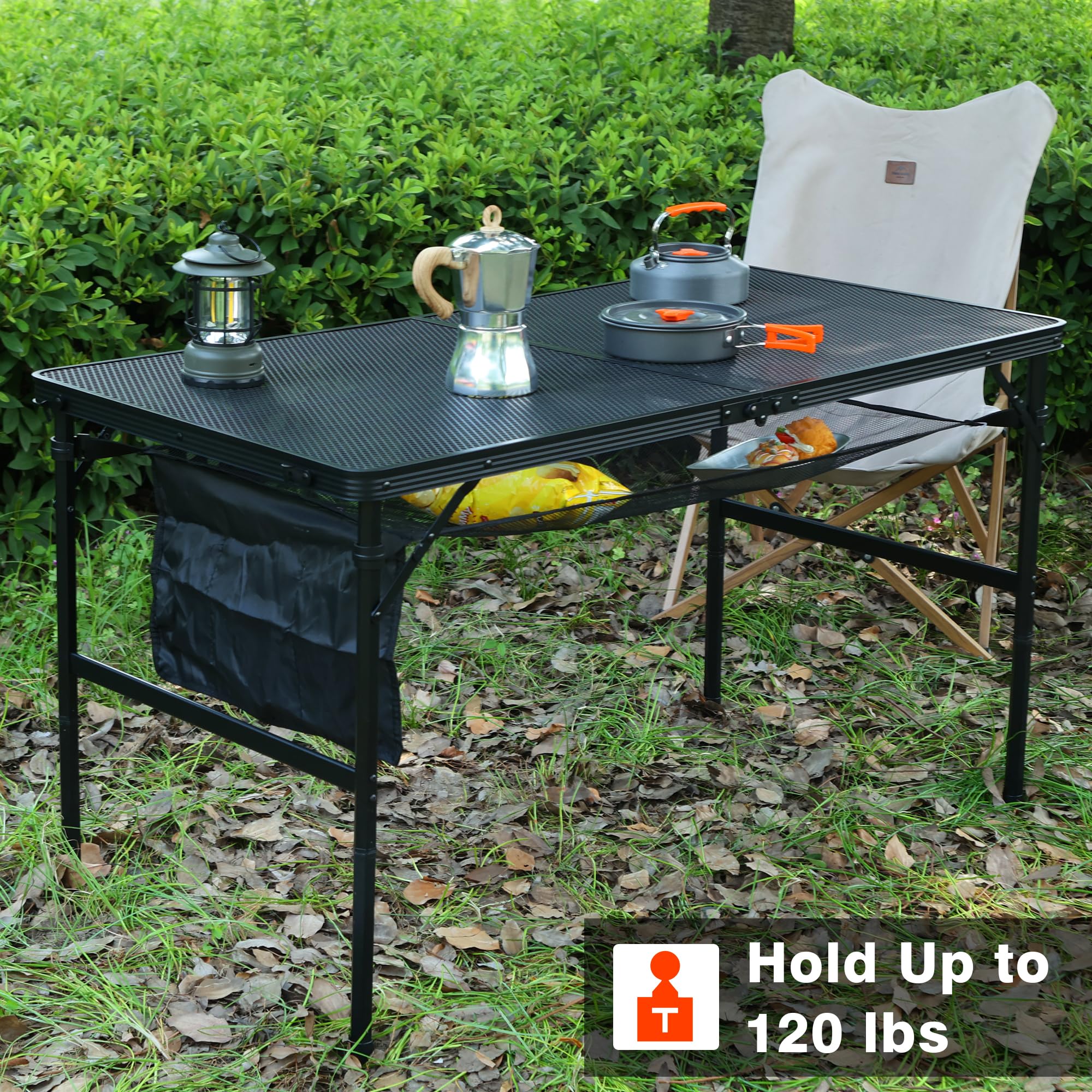 JOUYEK table in use with grill and dishes showing practical cooking workflow benefit