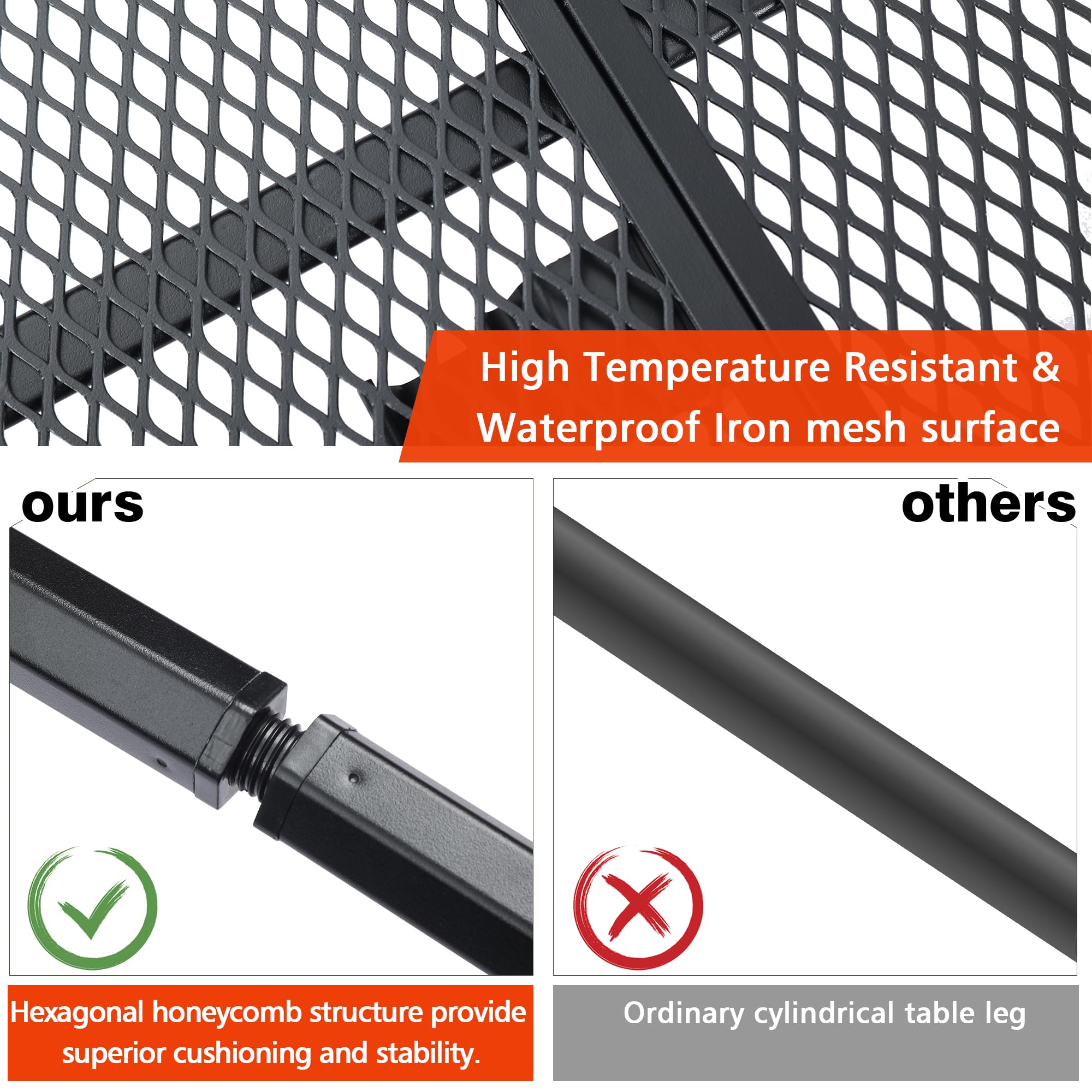 JOUYEK hexagonal tube legs close-up showing sturdy support benefit