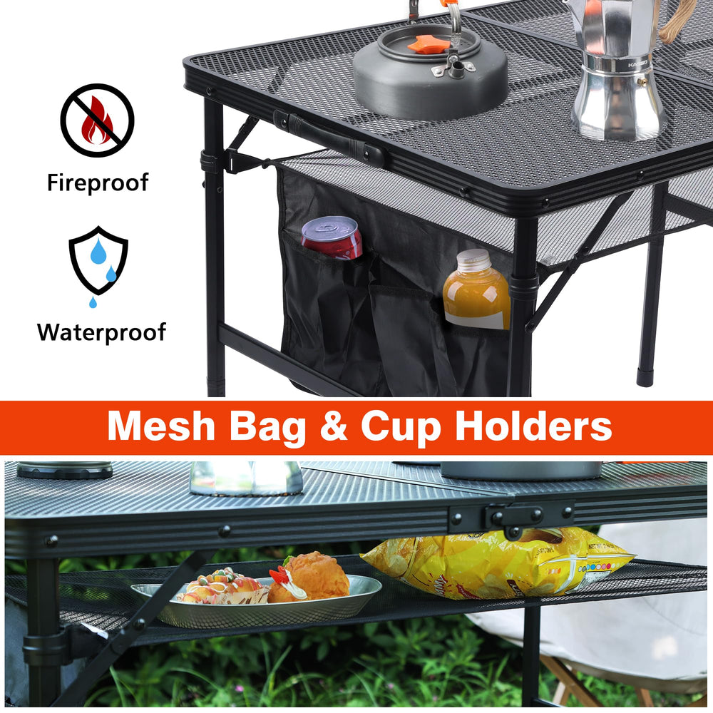 JOUYEK coated mesh tabletop detail resisting water and heat for outdoor use benefit